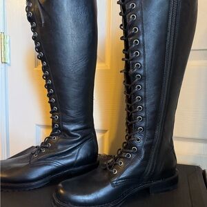 Frye Black Leather Over the Knee Boots